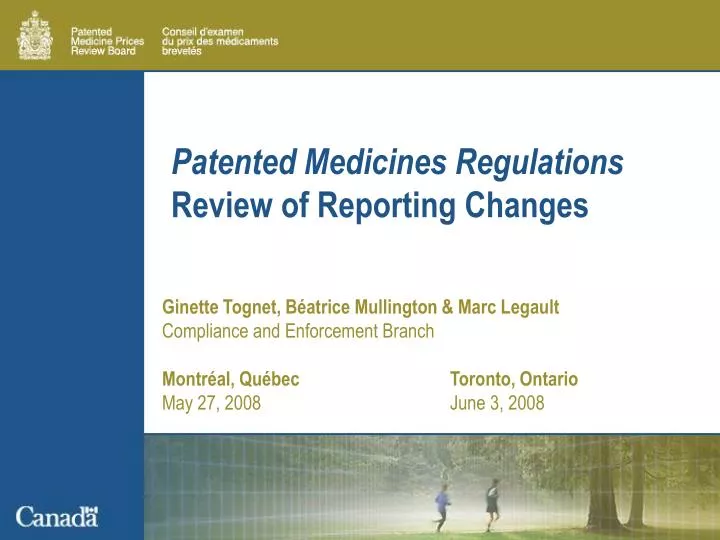 patented medicines regulations review of reporting changes