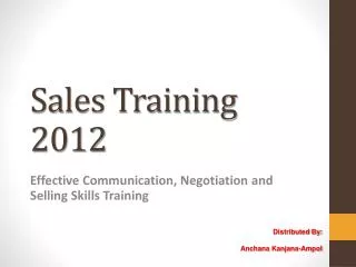 Sales Training 2012