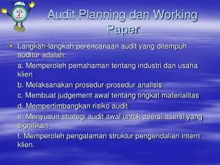 audit planning dan working paper