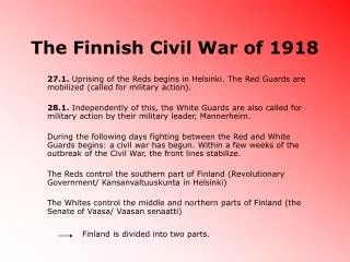 The Finnish Civil War of 1918