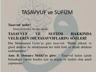 tasavvuf ve suf zm