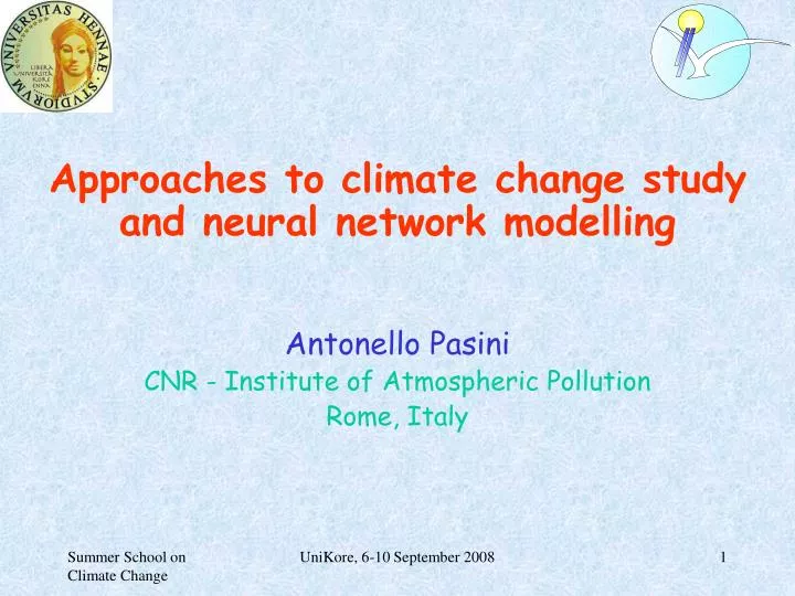 approaches to climate change study and neural network modelling