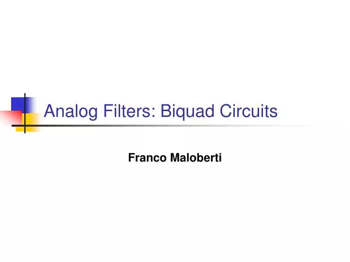 analog filters biquad circuits