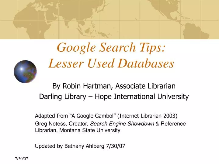 google search tips lesser used databases