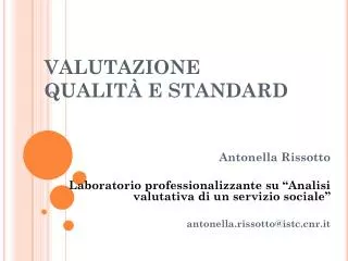 valutazione qualit e standard
