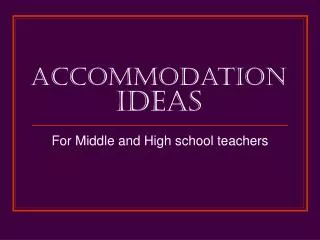 Accommodation Ideas