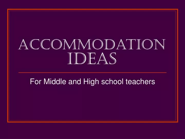 accommodation ideas