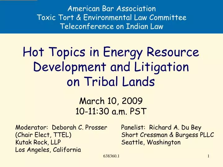 american bar association toxic tort environmental law committee teleconference on indian law