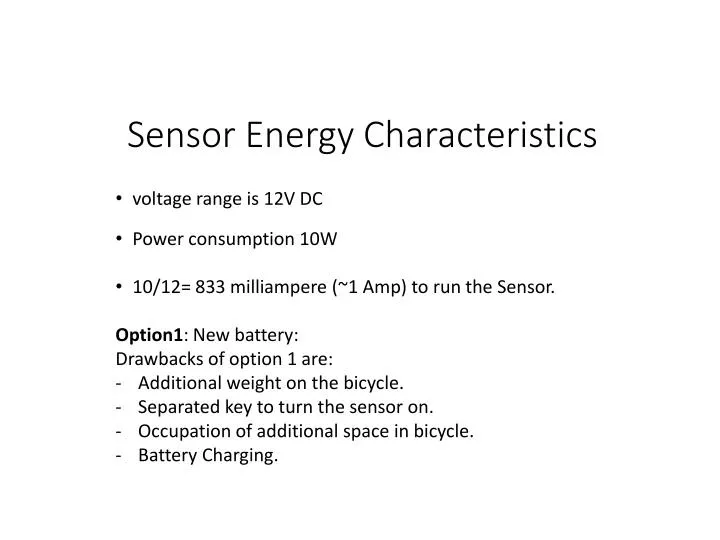 sensor energy characteristics