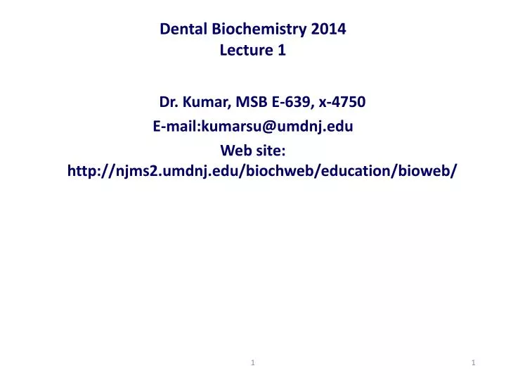 dental biochemistry 2014 lecture 1