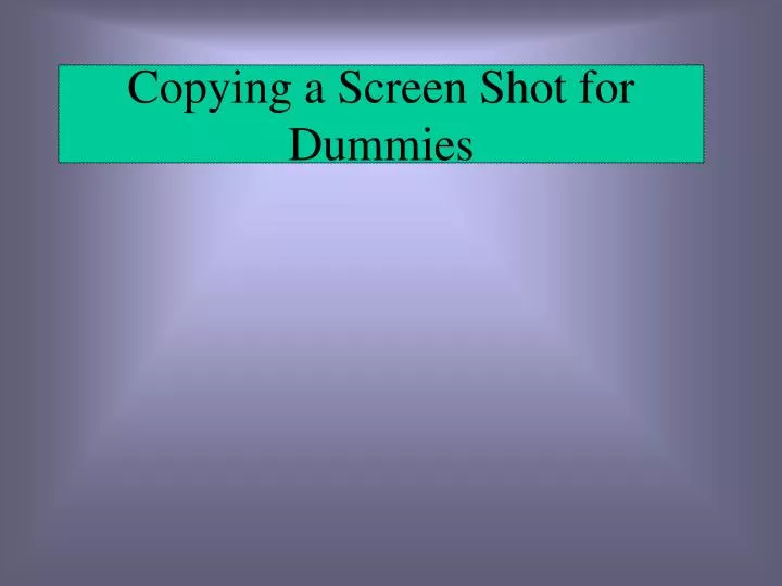 copying a screen shot for dummies