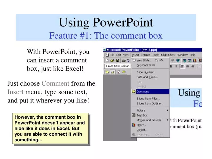 using powerpoint feature 1 the comment box