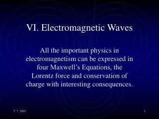 vi electromagnetic waves