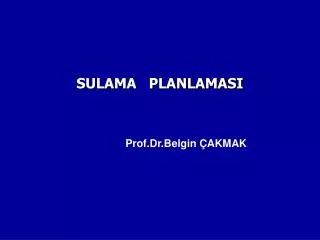 sulama planlamasi