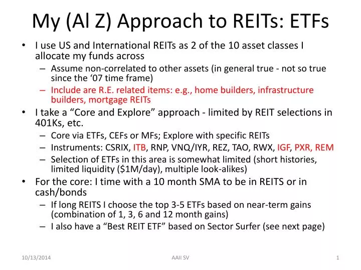 my al z approach to reits etfs
