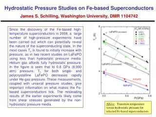 Above : Transition temperature versus hydrostatic pressure for selected Fe-based superconductors.