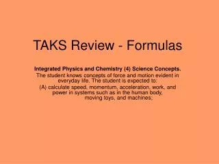 TAKS Review - Formulas