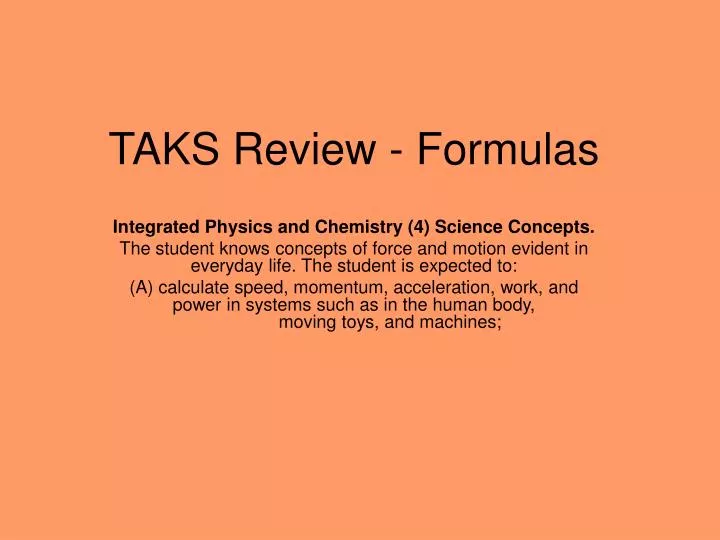 taks review formulas