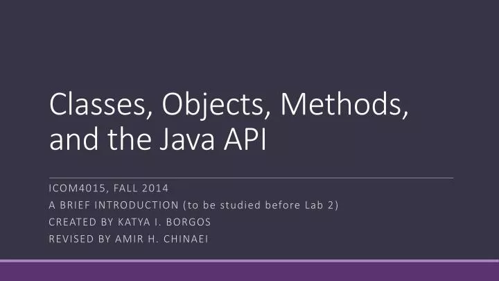 classes objects methods and the java api