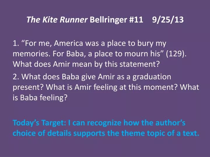 the kite runner bellringer 11 9 25 13