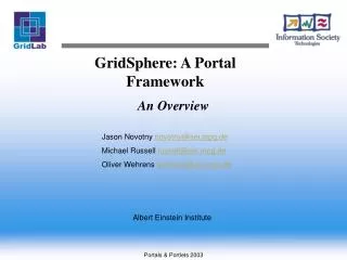 GridSphere: A Portal Framework