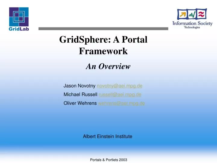 gridsphere a portal framework