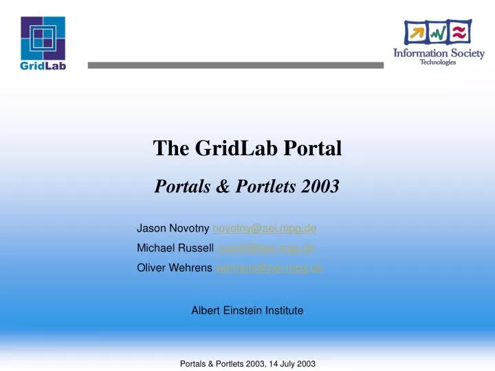 the gridlab portal