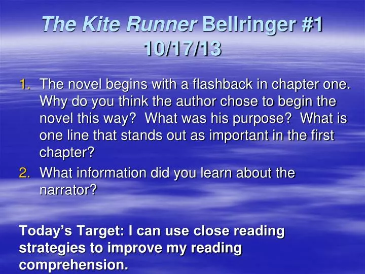 the kite runner bellringer 1 10 17 13