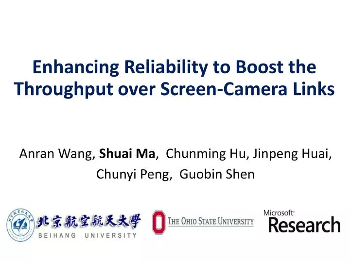 enhancing reliability to boost the throughput over screen camera links