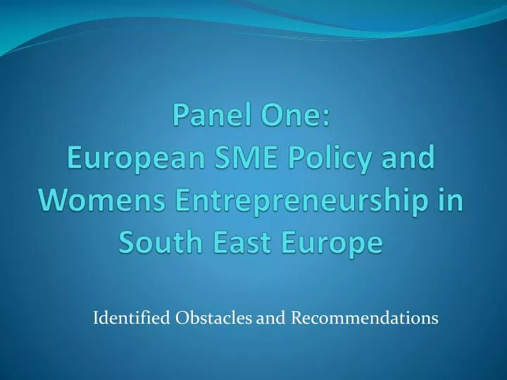 panel one european sme policy and womens entrepreneurship in south east europe