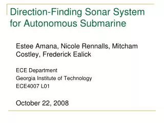 Direction-Finding Sonar System for Autonomous Submarine