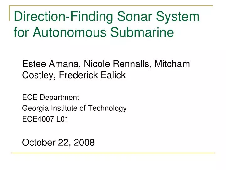 direction finding sonar system for autonomous submarine