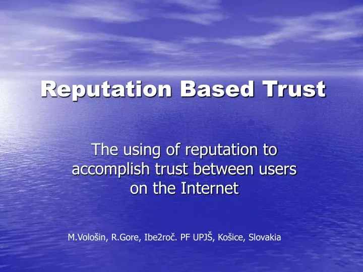 reputation based trust