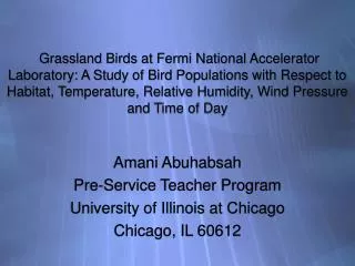 Amani Abuhabsah Pre-Service Teacher Program University of Illinois at Chicago Chicago, IL 60612