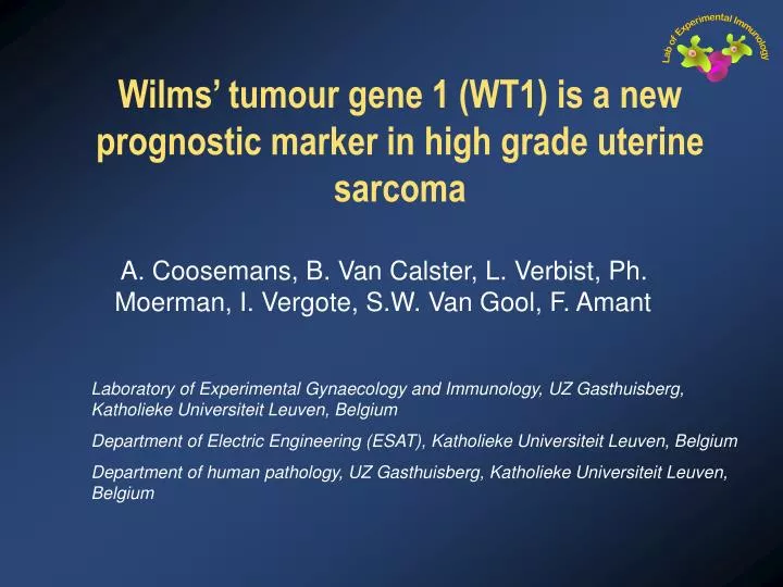 wilms tumour gene 1 wt1 is a new prognostic marker in high grade uterine sarcoma
