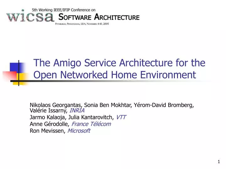 the amigo service architecture for the open networked home environment