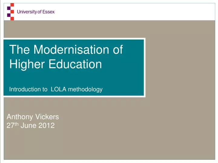 the modernisation of higher education introduction to lola methodology