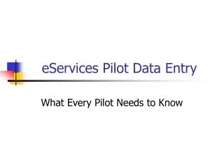 eServices Pilot Data Entry