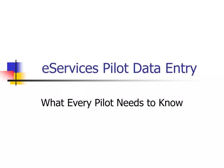 eservices pilot data entry