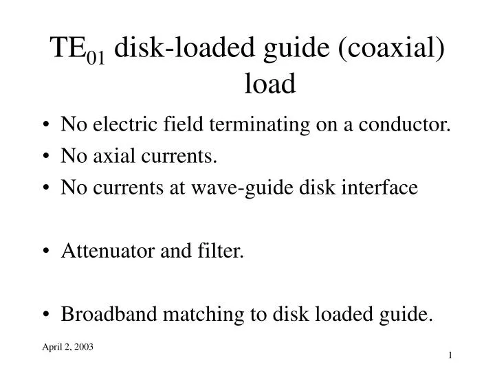 te 01 disk loaded guide coaxial load
