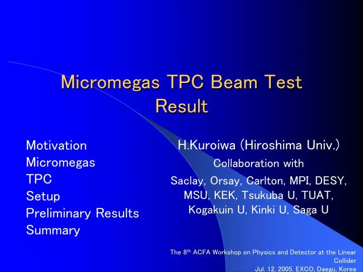 micromegas tpc beam test result