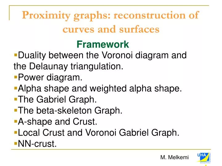 proximity graphs reconstruction of curves and surfaces