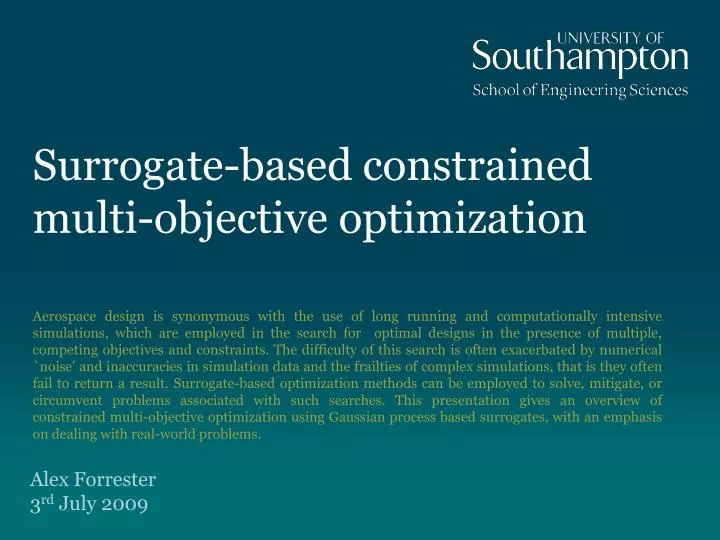 surrogate based constrained multi objective optimization