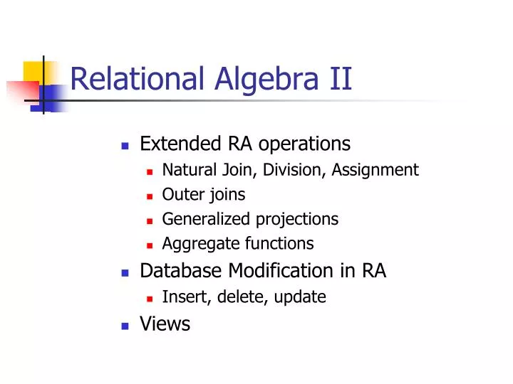 relational algebra ii