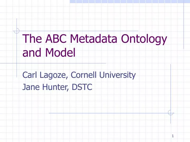 the abc metadata ontology and model