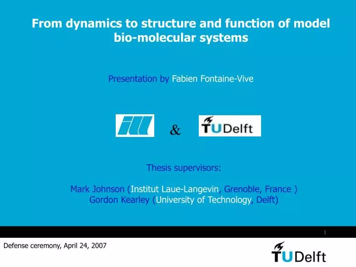 from dynamics to structure and function of model bio molecular systems