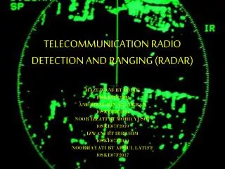 TELECOMMUNICATION RADIO DETECTION AND RANGING (RADAR)