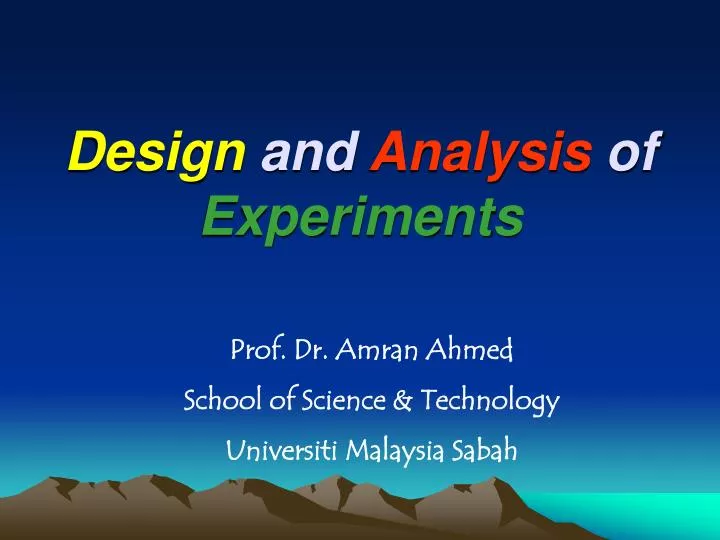 design and analysis of experiments