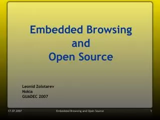 Embedded Browsing and Open Source