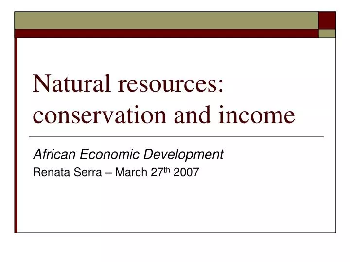 natural resources conservation and income